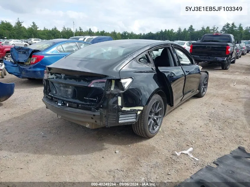 2018 Tesla Model 3 Long Range/Performance VIN: 5YJ3E1EB5JF103349 Lot: 40249284