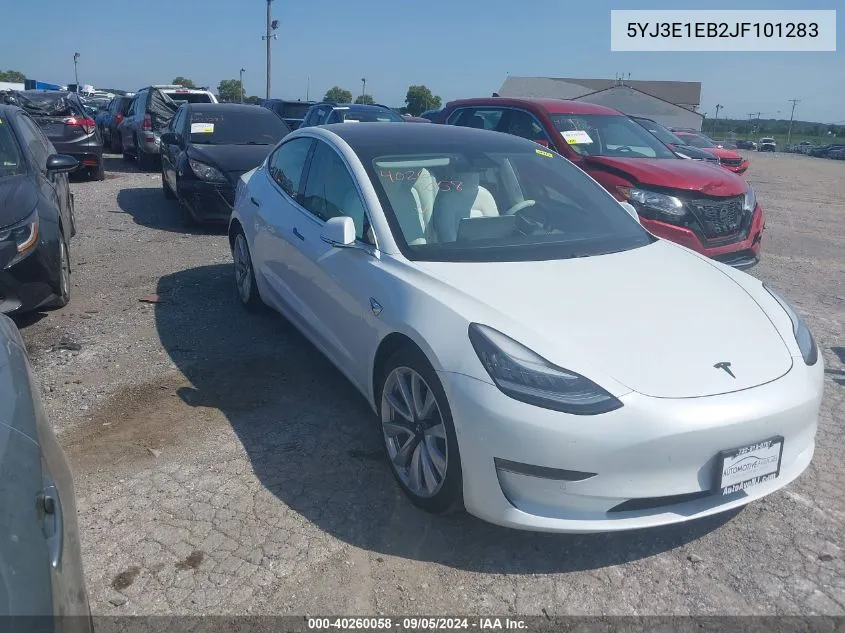 2018 Tesla Model 3 Long Range/Performance VIN: 5YJ3E1EB2JF101283 Lot: 40260058