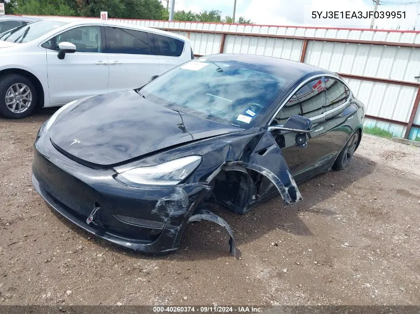 5YJ3E1EA3JF039951 2018 Tesla Model 3 Long Range/Mid Range