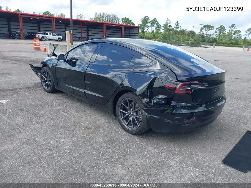 2018 Tesla Model 3 Long Range/Mid Range VIN: 5YJ3E1EA0JF123399 Lot: 40269613