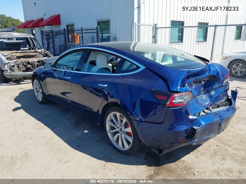 5YJ3E1EAXJF178233 2018 Tesla Model 3 Long Range/Mid Range