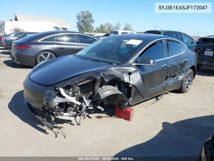 2018 Tesla Model 3 Long Range/Mid Range VIN: 5YJ3E1EA5JF172047 Lot: 40270352