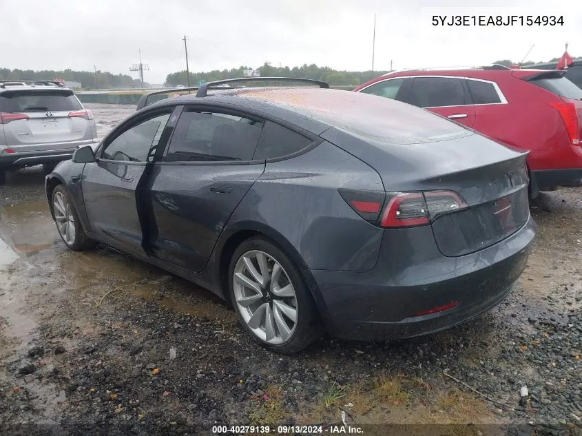 2018 Tesla Model 3 VIN: 5YJ3E1EA8JF154934 Lot: 40279139