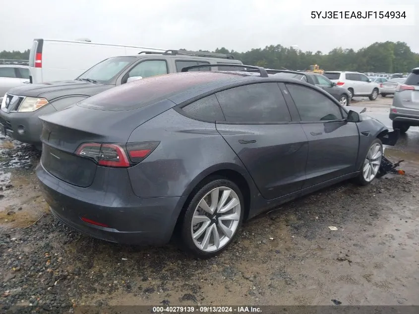 2018 Tesla Model 3 VIN: 5YJ3E1EA8JF154934 Lot: 40279139