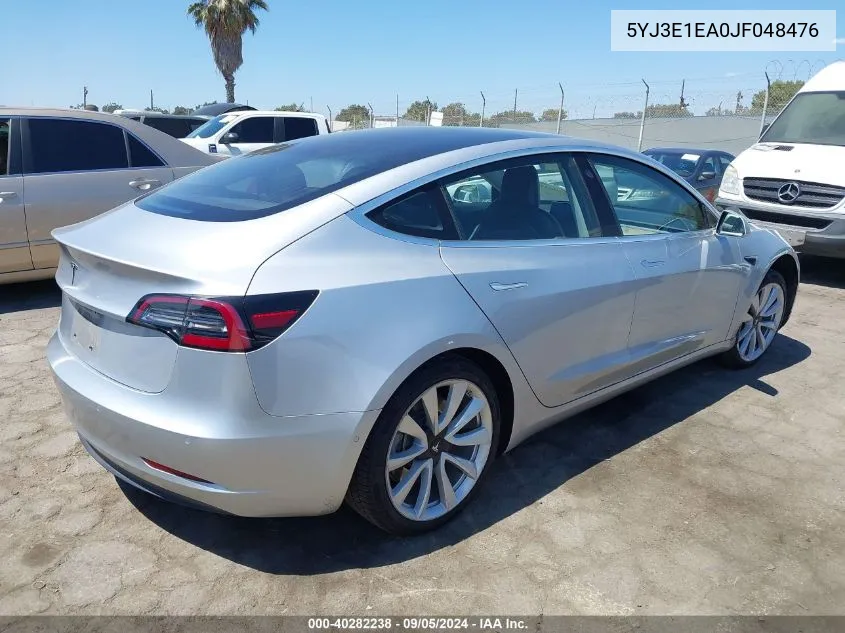 2018 Tesla Model 3 Long Range/Mid Range VIN: 5YJ3E1EA0JF048476 Lot: 40282238