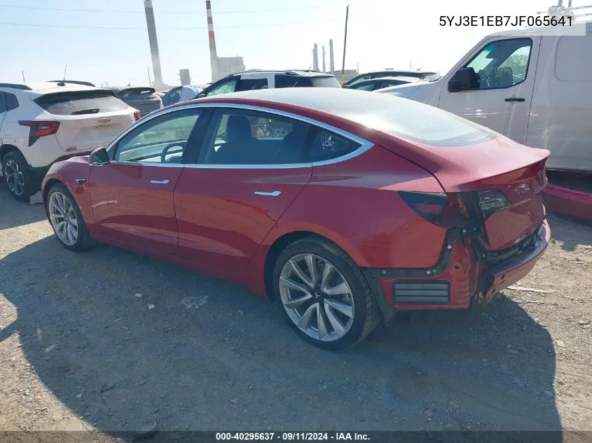 2018 Tesla Model 3 Long Range/Performance VIN: 5YJ3E1EB7JF065641 Lot: 40295637