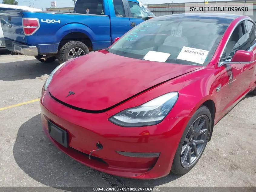 2018 Tesla Model 3 VIN: 5YJ3E1EB8JF099698 Lot: 40296180