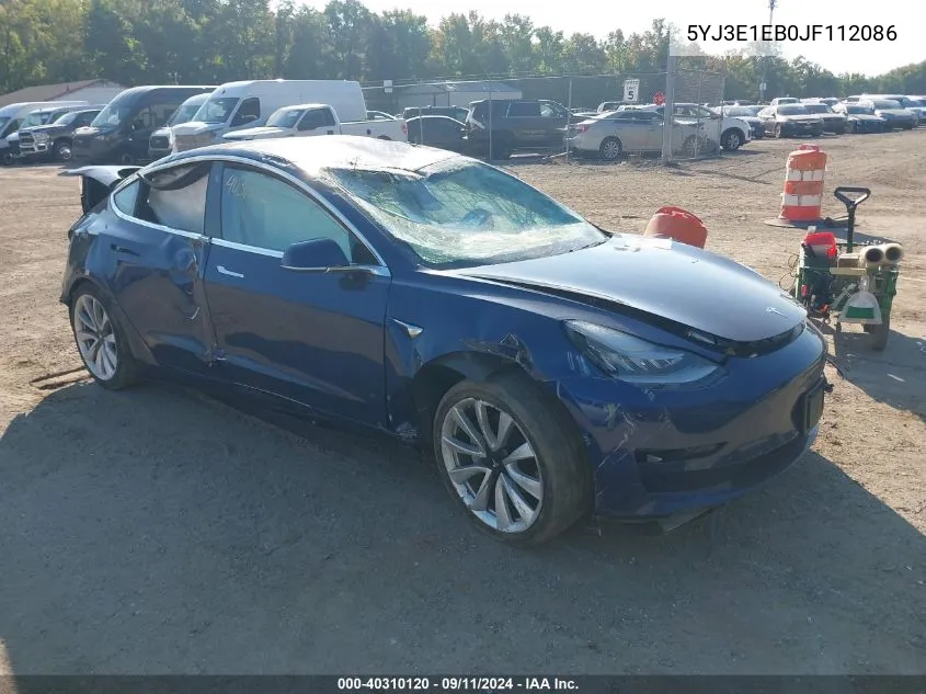 2018 Tesla Model 3 VIN: 5YJ3E1EB0JF112086 Lot: 40310120