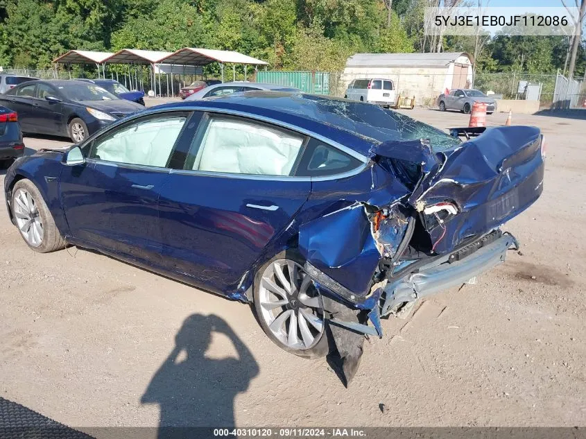 5YJ3E1EB0JF112086 2018 Tesla Model 3