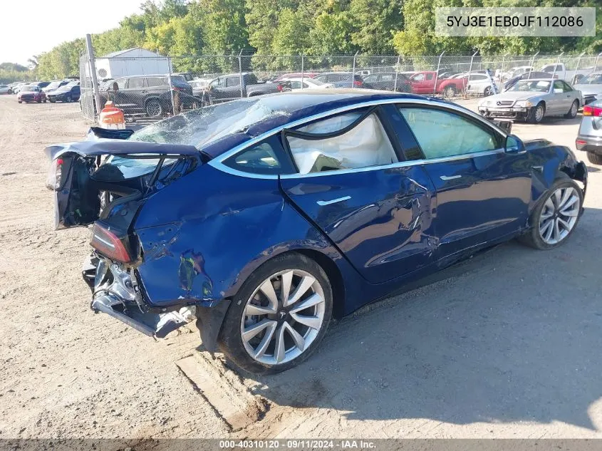 5YJ3E1EB0JF112086 2018 Tesla Model 3