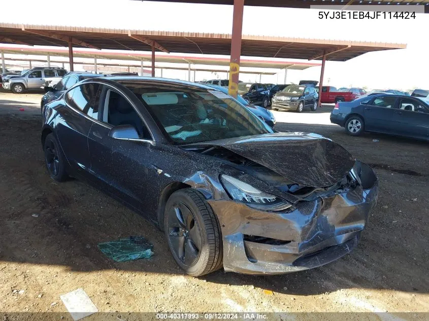 5YJ3E1EB4JF114424 2018 Tesla Model 3 Long Range/Performance