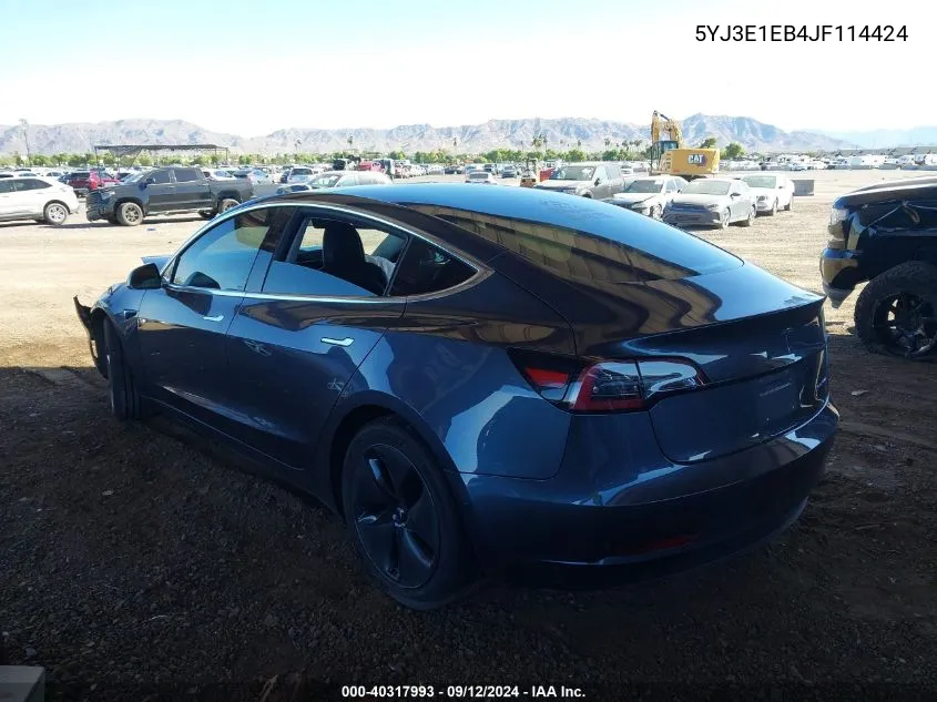 5YJ3E1EB4JF114424 2018 Tesla Model 3 Long Range/Performance