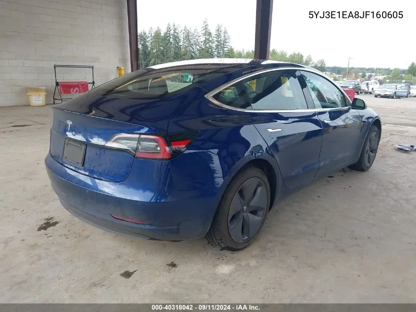 5YJ3E1EA8JF160605 2018 Tesla Model 3 Long Range/Mid Range