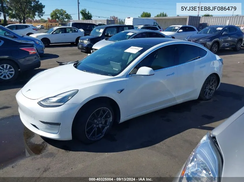 2018 Tesla Model 3 Long Range/Performance VIN: 5YJ3E1EB8JF086479 Lot: 40325004