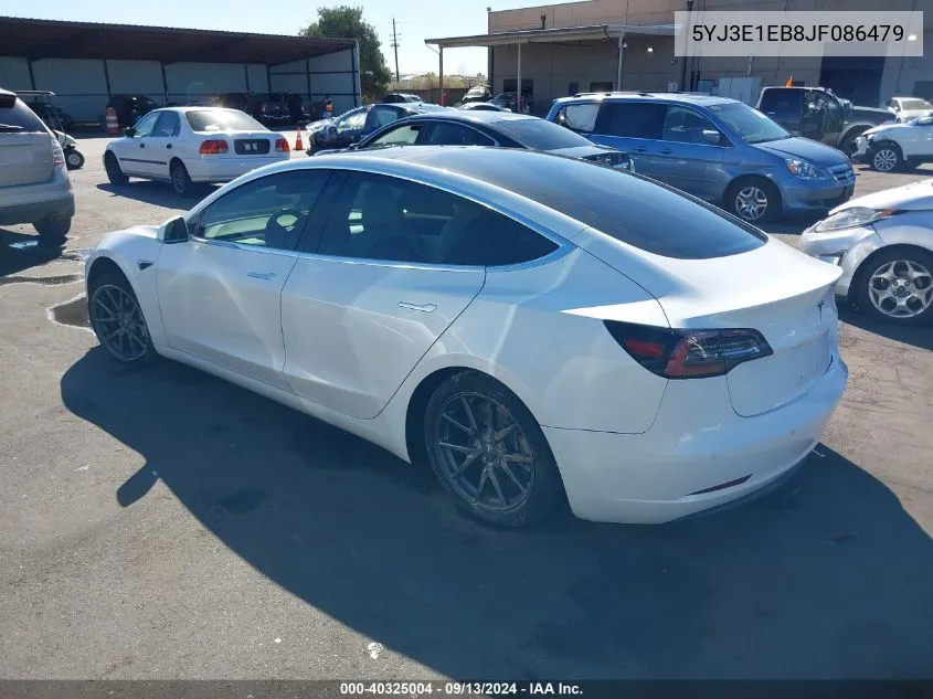 2018 Tesla Model 3 Long Range/Performance VIN: 5YJ3E1EB8JF086479 Lot: 40325004