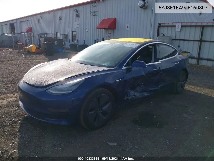 2018 Tesla Model 3 VIN: 5YJ3E1EA9JF160807 Lot: 40333639