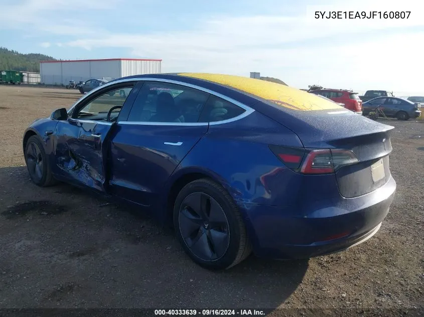 2018 Tesla Model 3 VIN: 5YJ3E1EA9JF160807 Lot: 40333639