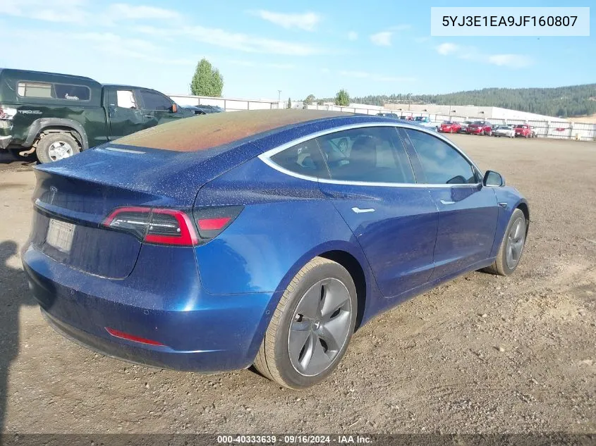 2018 Tesla Model 3 VIN: 5YJ3E1EA9JF160807 Lot: 40333639