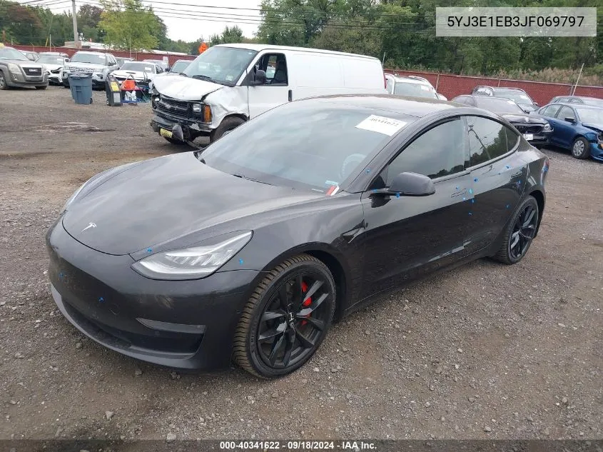 2018 Tesla Model 3 Long Range/Performance VIN: 5YJ3E1EB3JF069797 Lot: 40341622