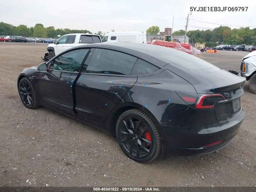 2018 Tesla Model 3 Long Range/Performance VIN: 5YJ3E1EB3JF069797 Lot: 40341622