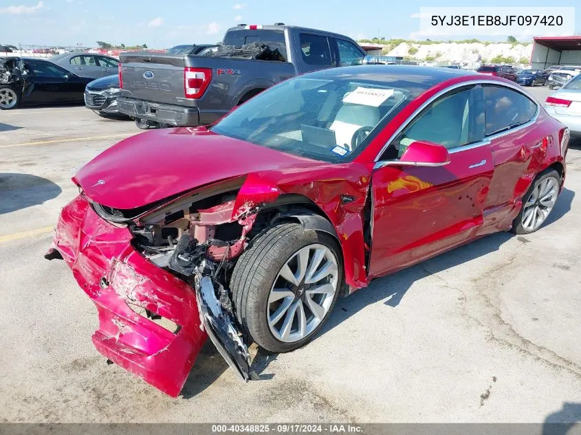 5YJ3E1EB8JF097420 2018 Tesla Model 3 Long Range/Performance