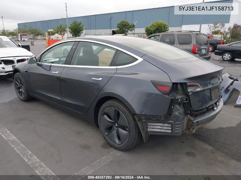 2018 Tesla Model 3 VIN: 5YJ3E1EA1JF158713 Lot: 40357293