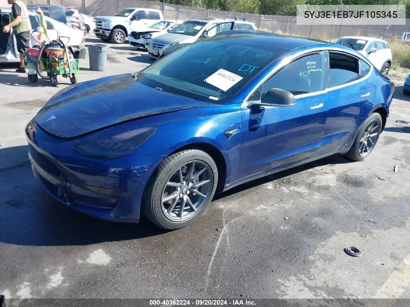 2018 Tesla Model 3 Long Range/Performance VIN: 5YJ3E1EB7JF105345 Lot: 40362224