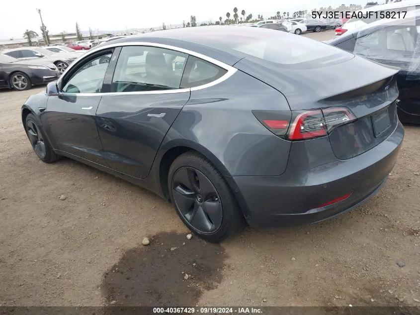 2018 Tesla Model 3 Long Range/Mid Range VIN: 5YJ3E1EA0JF158217 Lot: 40367429