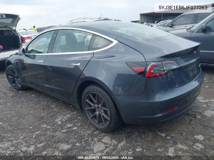 2018 Tesla Model 3 VIN: 5YJ3E1EB6JF077263 Lot: 40368973