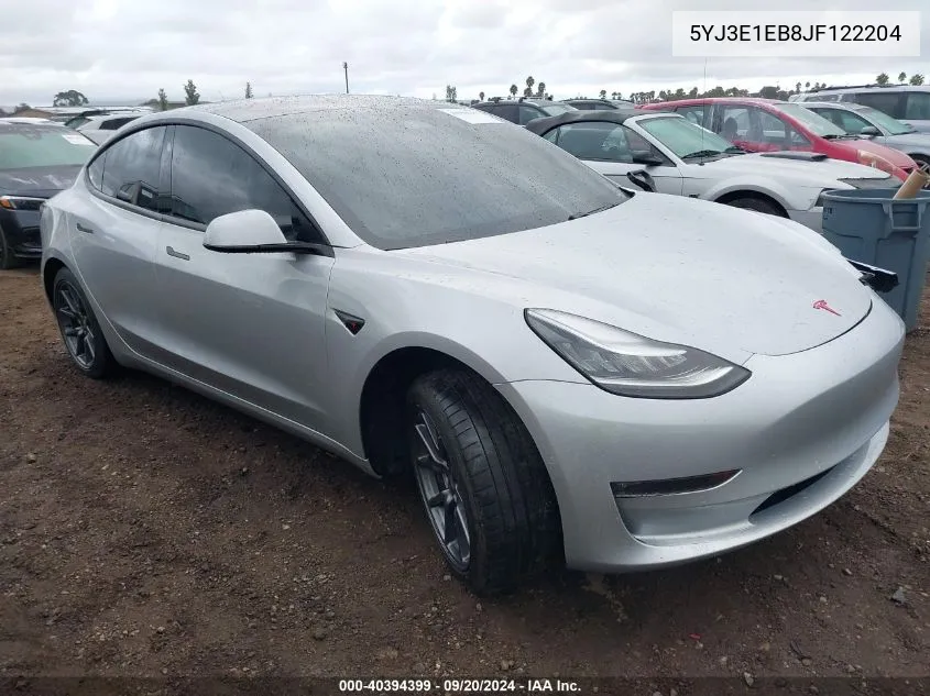 5YJ3E1EB8JF122204 2018 Tesla Model 3 Long Range/Performance