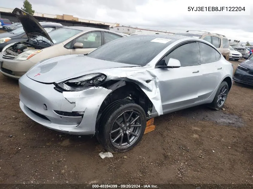 5YJ3E1EB8JF122204 2018 Tesla Model 3 Long Range/Performance