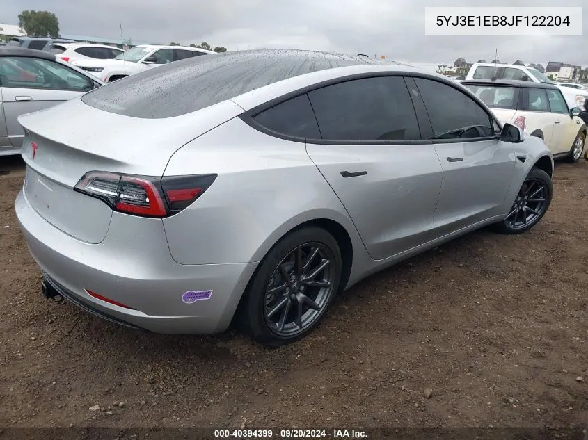 5YJ3E1EB8JF122204 2018 Tesla Model 3 Long Range/Performance