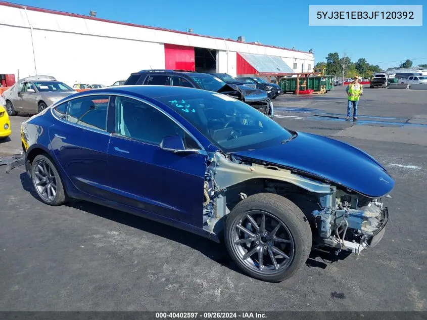 2018 Tesla Model 3 Long Range/Performance VIN: 5YJ3E1EB3JF120392 Lot: 40402597