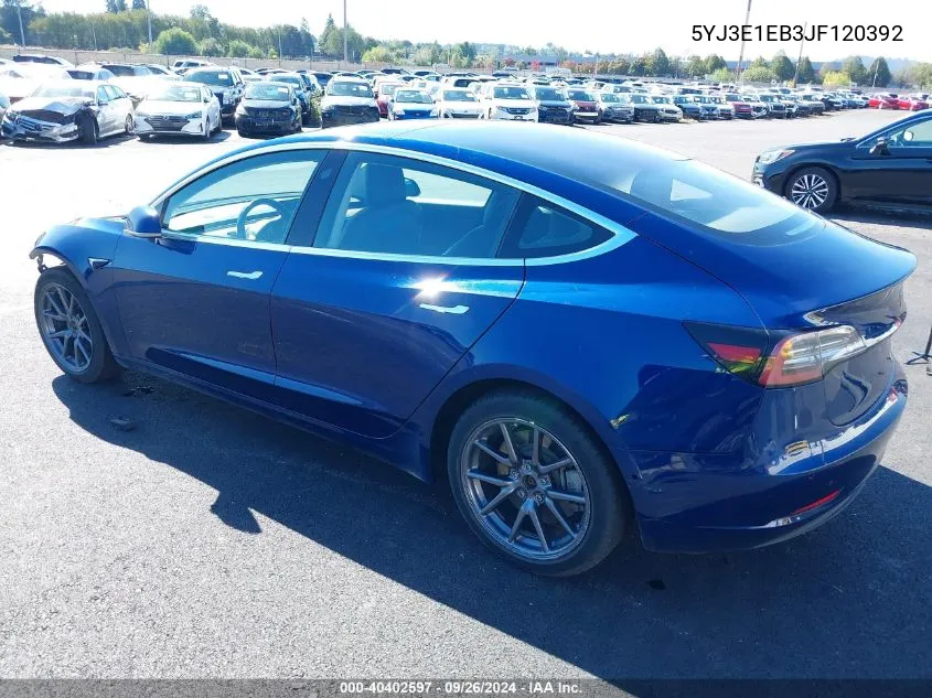 2018 Tesla Model 3 Long Range/Performance VIN: 5YJ3E1EB3JF120392 Lot: 40402597