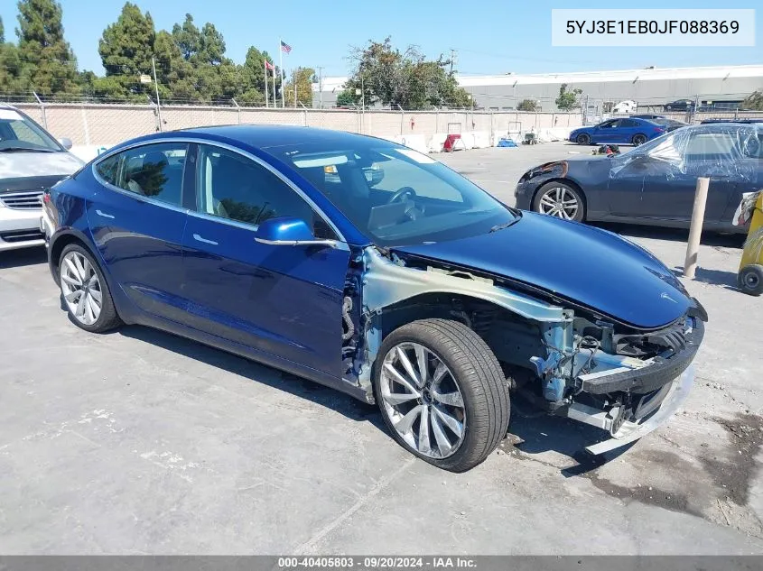 2018 Tesla Model 3 Long Range/Performance VIN: 5YJ3E1EB0JF088369 Lot: 40405803