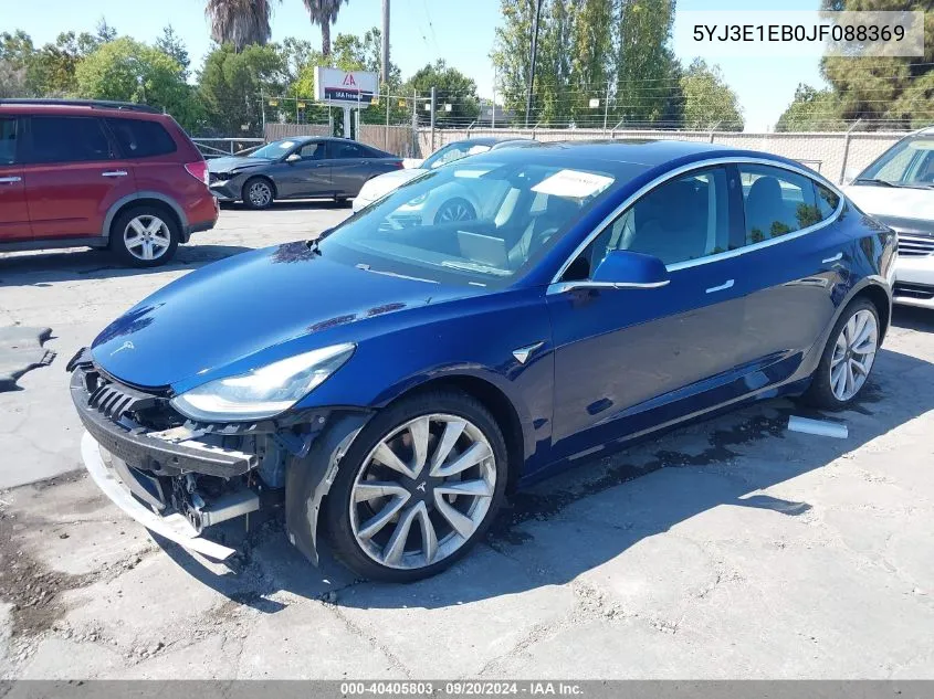 2018 Tesla Model 3 Long Range/Performance VIN: 5YJ3E1EB0JF088369 Lot: 40405803