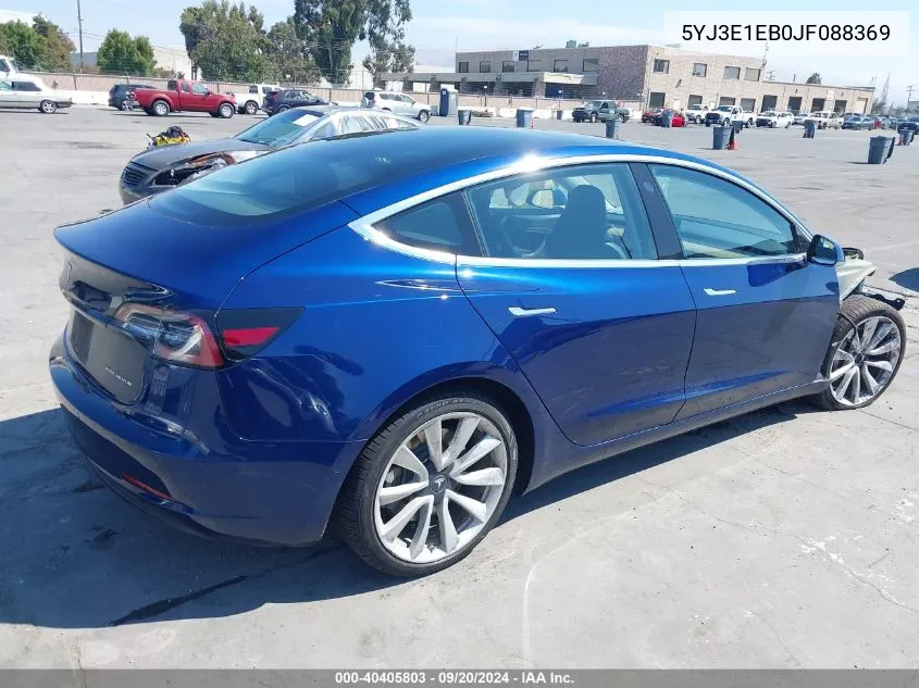 2018 Tesla Model 3 Long Range/Performance VIN: 5YJ3E1EB0JF088369 Lot: 40405803