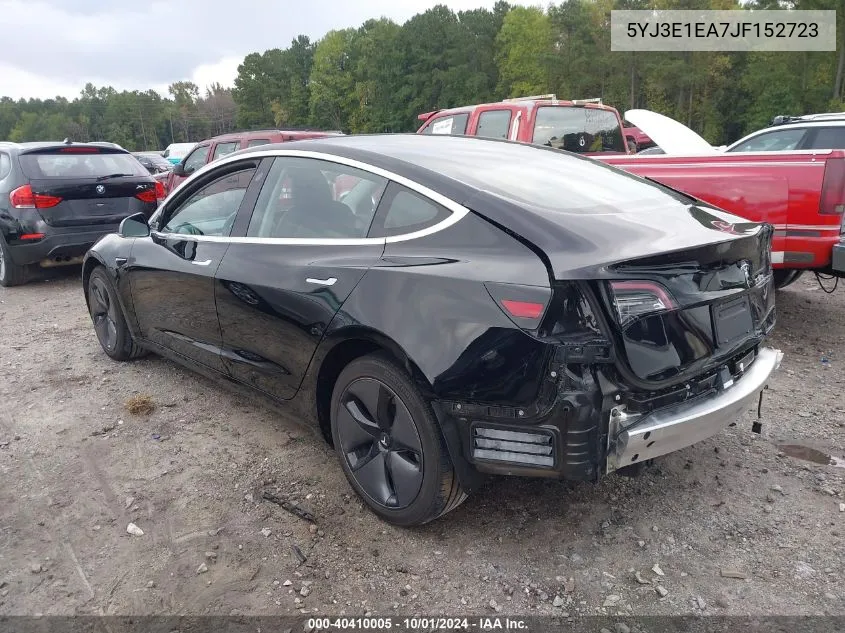 2018 Tesla Model 3 Long Range/Mid Range VIN: 5YJ3E1EA7JF152723 Lot: 40410005