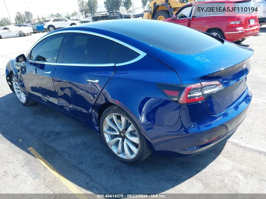 5YJ3E1EA5JF110194 2018 Tesla Model 3 Long Range/Mid Range