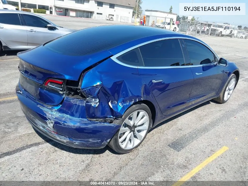 5YJ3E1EA5JF110194 2018 Tesla Model 3 Long Range/Mid Range