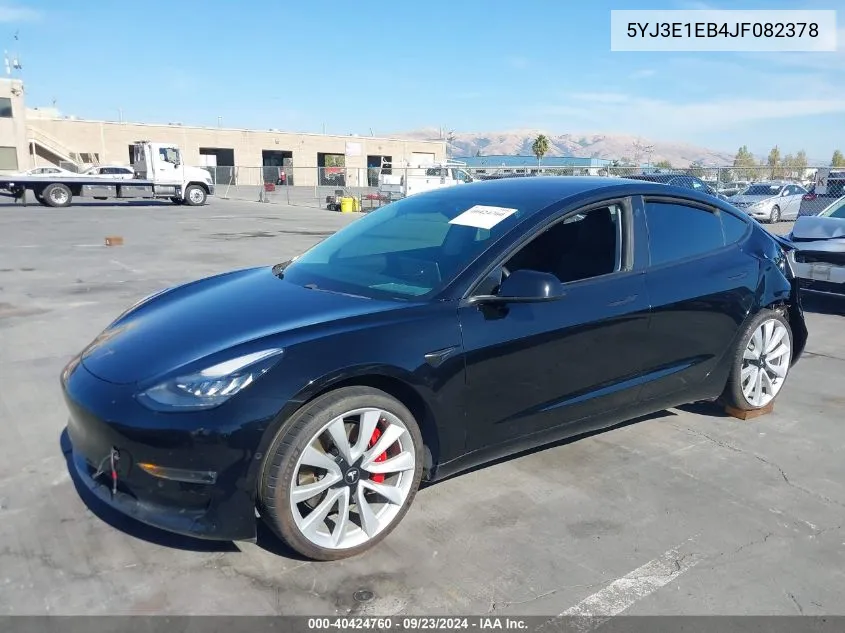 2018 Tesla Model 3 Long Range/Performance VIN: 5YJ3E1EB4JF082378 Lot: 40424760