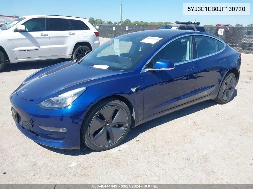 2018 Tesla Model 3 Long Range/Performance VIN: 5YJ3E1EB0JF130720 Lot: 40441449