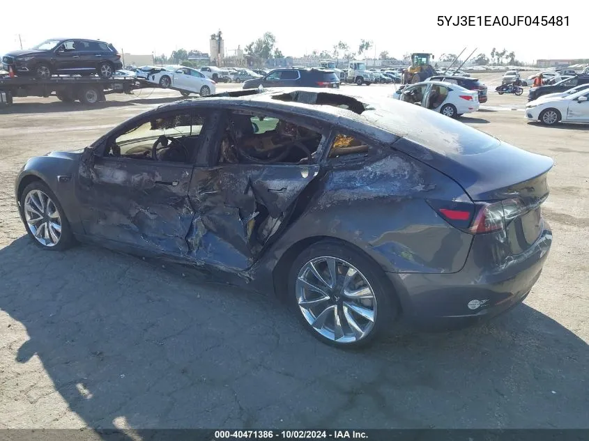 5YJ3E1EA0JF045481 2018 Tesla Model 3 Long Range/Mid Range