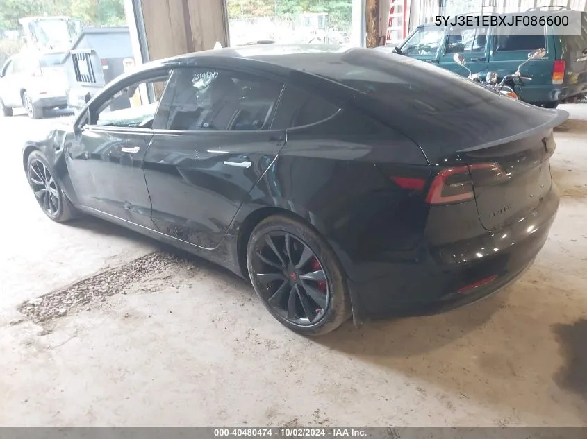 5YJ3E1EBXJF086600 2018 Tesla Model 3 Long Range/Performance