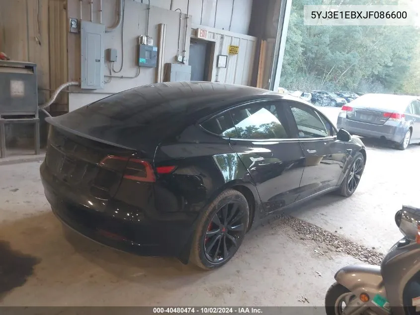 5YJ3E1EBXJF086600 2018 Tesla Model 3 Long Range/Performance