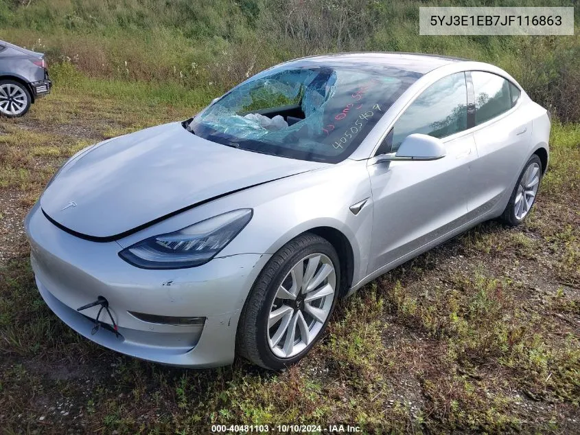 2018 Tesla Model 3 Long Range/Performance VIN: 5YJ3E1EB7JF116863 Lot: 40481103