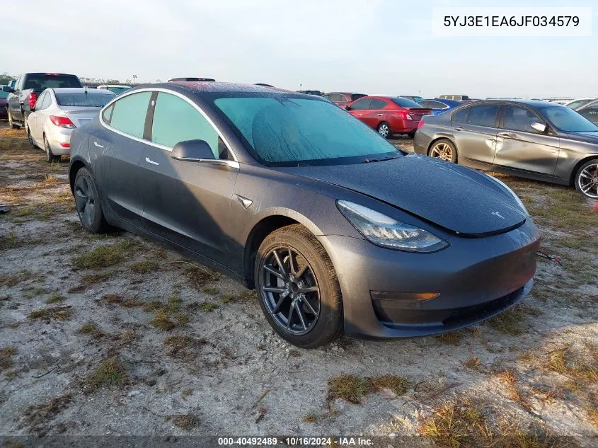 2018 Tesla Model 3 Long Range/Mid Range VIN: 5YJ3E1EA6JF034579 Lot: 40492489