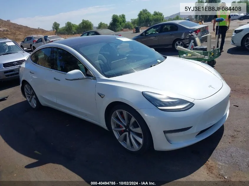 5YJ3E1EB8JF084408 2018 Tesla Model 3 Long Range/Performance