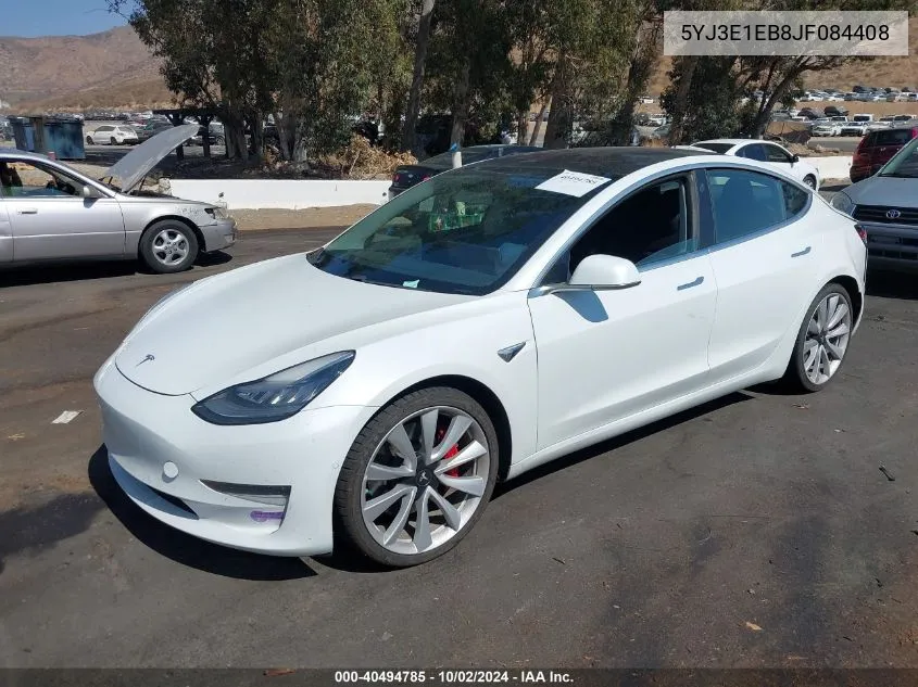 5YJ3E1EB8JF084408 2018 Tesla Model 3 Long Range/Performance