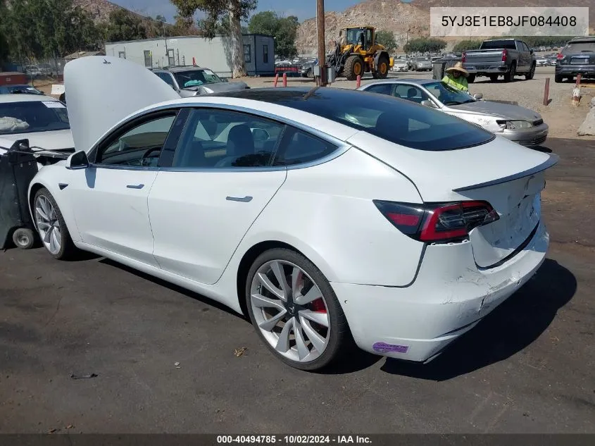 2018 Tesla Model 3 Long Range/Performance VIN: 5YJ3E1EB8JF084408 Lot: 40494785